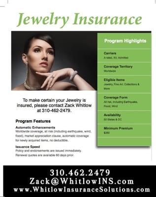 Whitlow Insurance Solutions has one of the most competitive Jewelry Insurance Programs in the country.