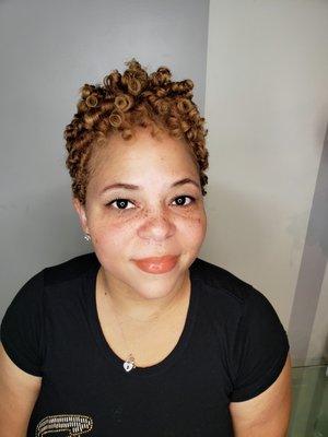 Tapercut/color/ hydration steam moisture treatment/ Rodset on natural hair!