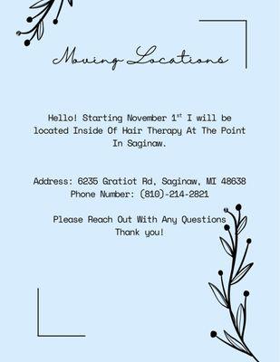 Relocated November 1