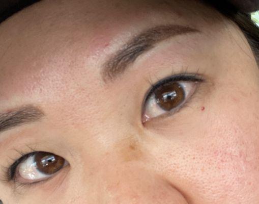 Right after the tattooing. A little red and sore for two days after.