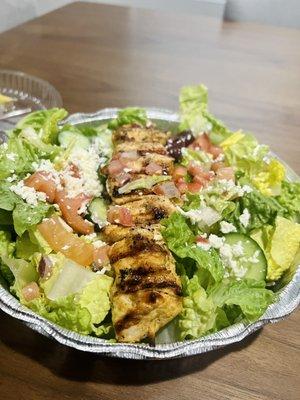 Large Greek Salad with Chicken Skewer