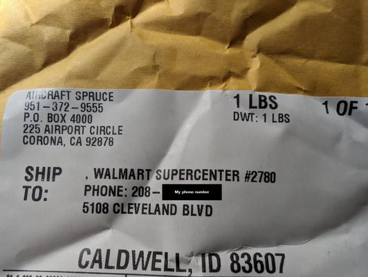 My package with Walmart's address.
