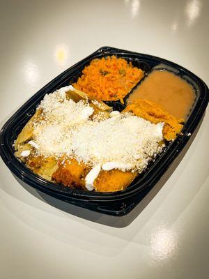 Tamales with rice and beans.