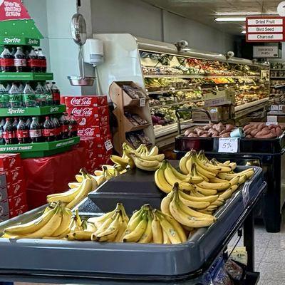 Fruits, vegetables, sodas