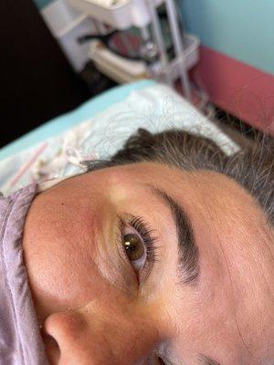 Lash Lift on client with really short lashes. This lift extended her natural length