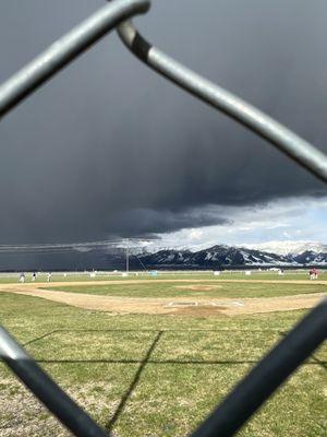 Storm across road at the airport