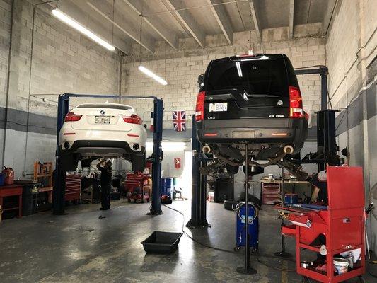 Range Rover and BMW at Advanced Diagnostics Doral location