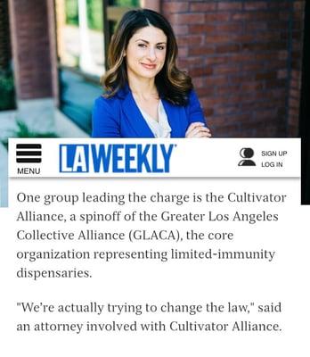 MANZURI LAW Representing Cultivators Alliance & quoted in LA WEEKLY @laweekly