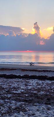 View of the sunset on the beach