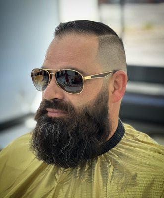 Bald fade/ Hard part Comb over with Beard line up/ shape up