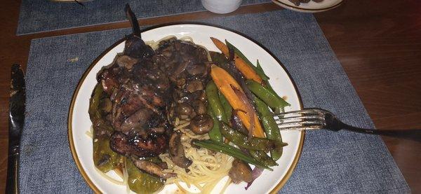 Veal chop excellent but priced high