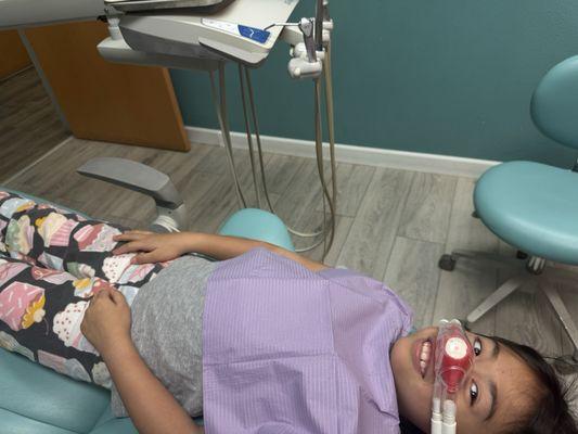 My daughter not scared one bit before her dental treatment.