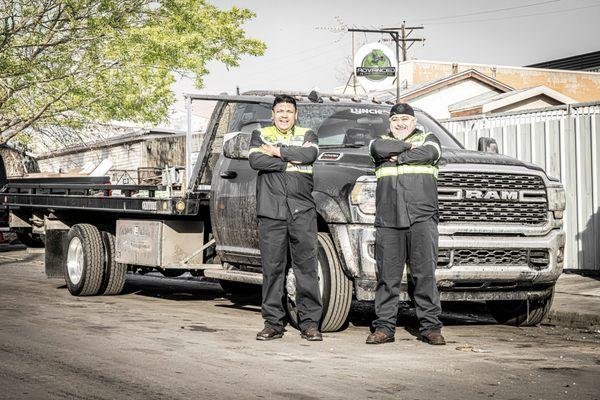 Our Advanced Auto Recycling crew out on the job--ready to tow, pick up, and pay cash for your car the same day!