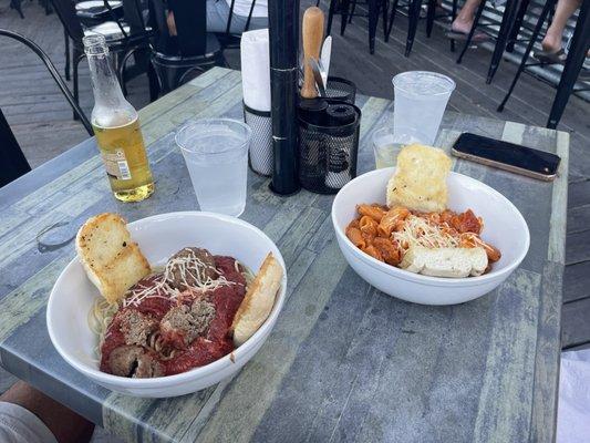 Bagutta and spaghetti and meatballs