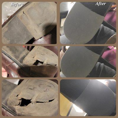 The before vs the after of my boots heel
