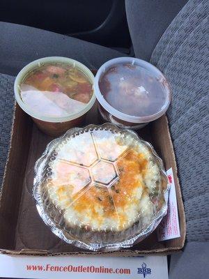 Shepard's pie, sausage and squash soup, and some chocolate concoction to die for! All were fantastic, and under $20 can't beat it