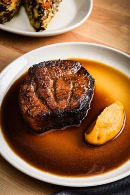 pork collar rutabaga mostarda & black walnut-cider jus