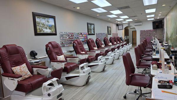 Interior view of pedicure and manicure stations