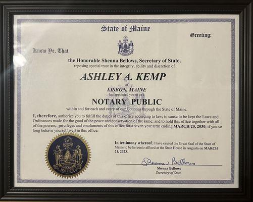Ashley Kemp Notary Public