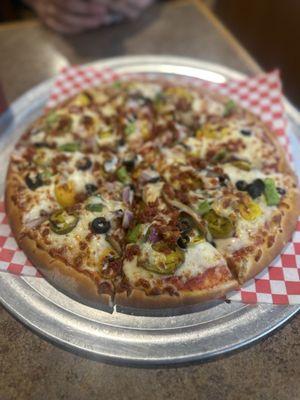 Veggie pizza + pepperoni