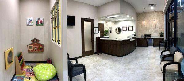 Relaxing waiting room with refreshment zone