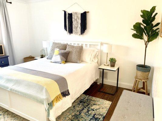 Modern bedside table with marble top