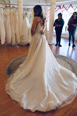 Front floor area with natural lighting and dresses to chose from