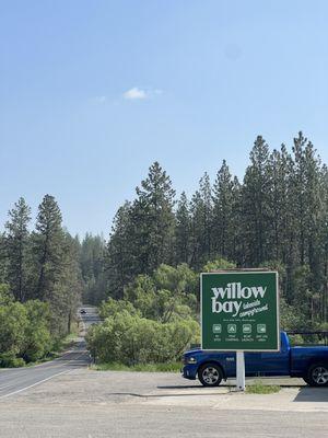 The road and sign leading to the campground.