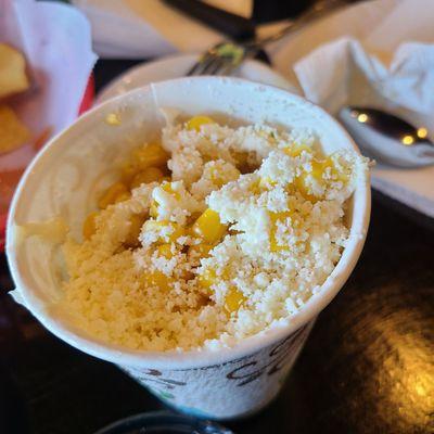 $5 corn in a cup with extra detailed luxurious presentation