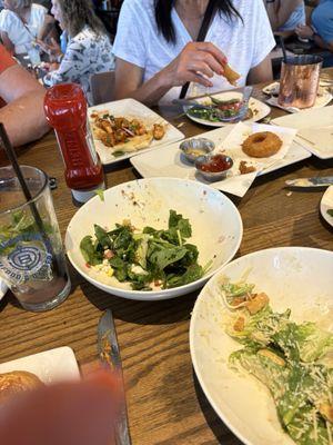 Two salads. Started eating them before we remembered to take pictures!