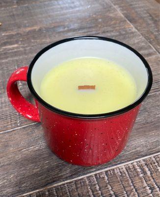 My candle made with a wood crackle wick