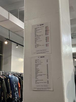 price lists
