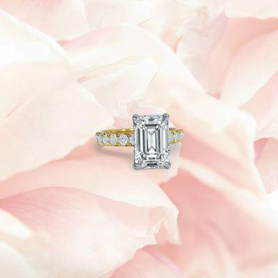 Emerald cut diamond ring