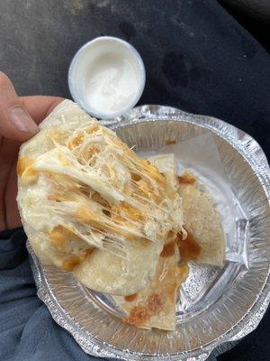 Terrible , over priced quesadilla. Barely any chicken and it doesn't come with guac or even pico, salsa or hot sauce.