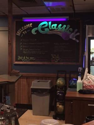 Specials chalkboard