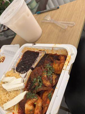 Shrimp Diablo & Horchata