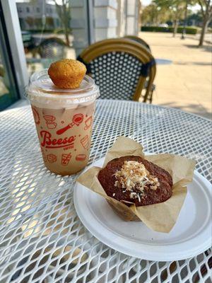 Pumpkin pie iced latte and carrot cake muffin!