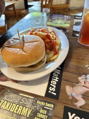 Hamburger and fries