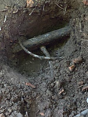 Leaking area and inappropriate fitting on zone-5 piping.