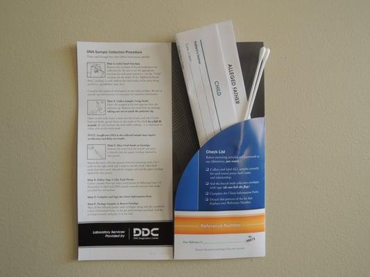 Home DNA kit you use to swab yourself and return for testing. There is no charge for us to send you the self-collection kit ...