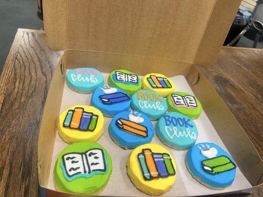 Book club themed cookies.