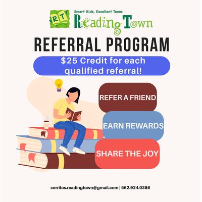 Reading Town Referral Program - $25 for each qualified referral!