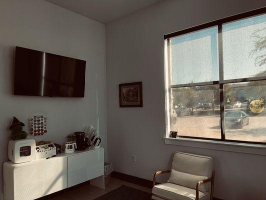 Waiting room with refreshments