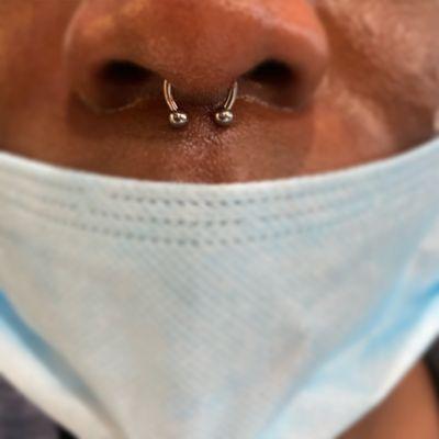 Fresh septum, 16g internally threaded surgical steel.