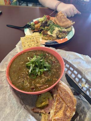 Gumbo, Cuban sandwich and crab cakes