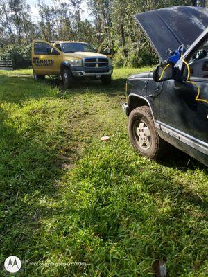 Dillon came today and fixed my flat tire on my truck. Mahalo