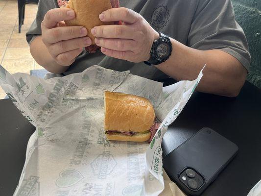 Roast beef sandwich of some kind.