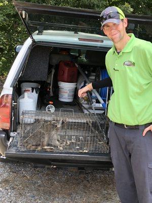 Caleb caught this raccoon under a church.