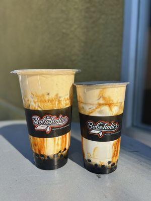 Crème Brulee Brown Sugar Latte (left: 32 oz right 24 oz)