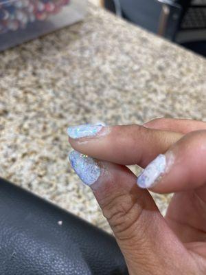 Polish not all the way on the nail